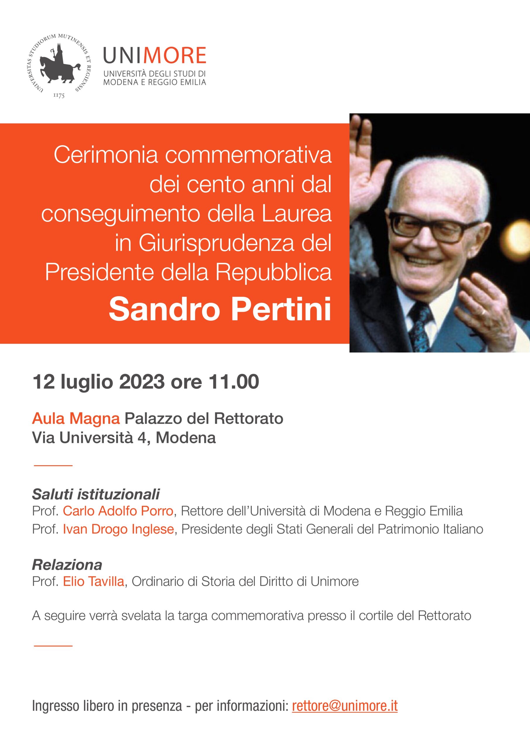  Unimore festeggia i 100 dalla laurea di Sandro Pertini