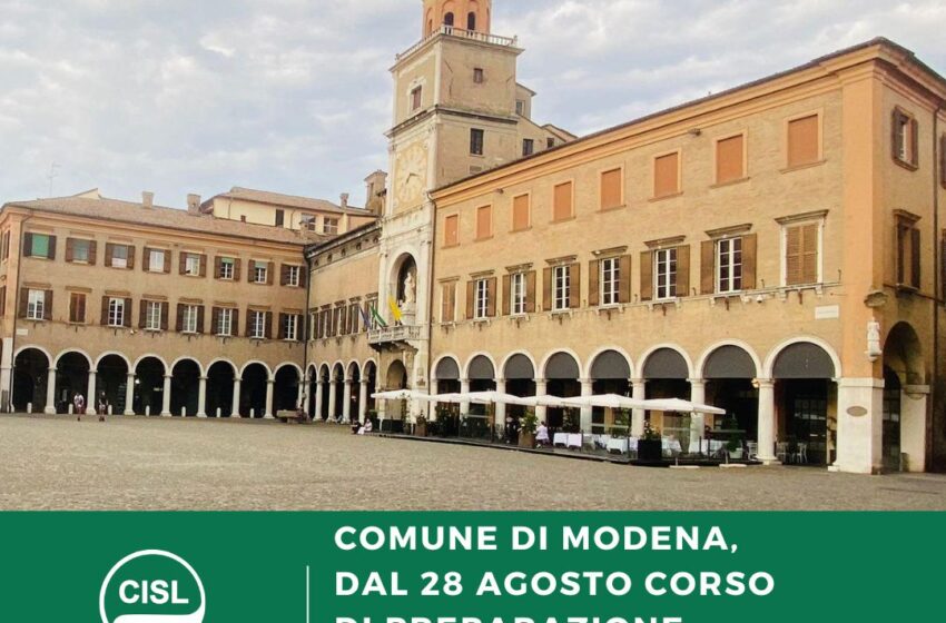  In 1.500 per 22 posti al Comune Modena: Cisl organizza corso di preparazione