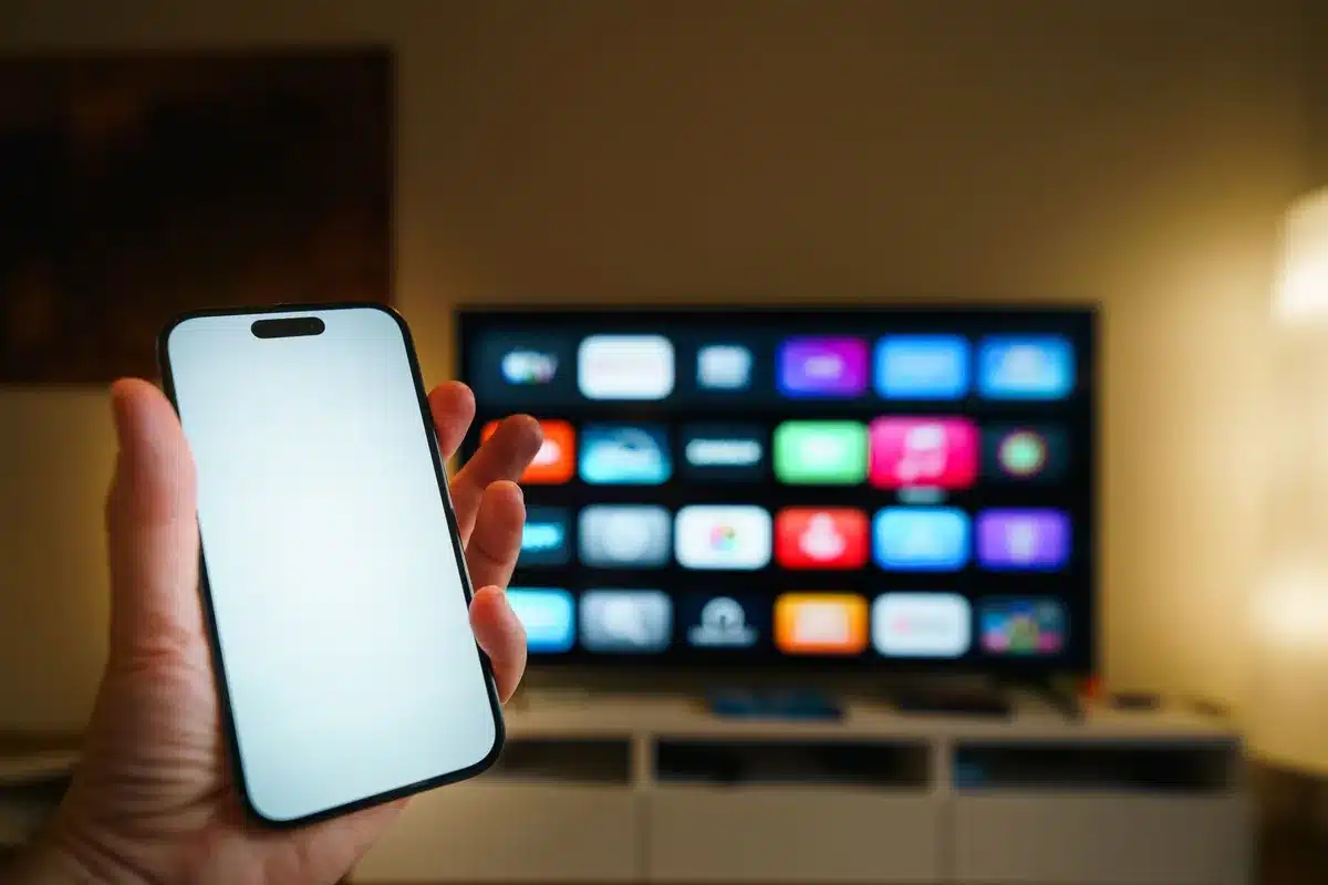 Persona che guarda una partita di calcio in diretta su uno smartphone