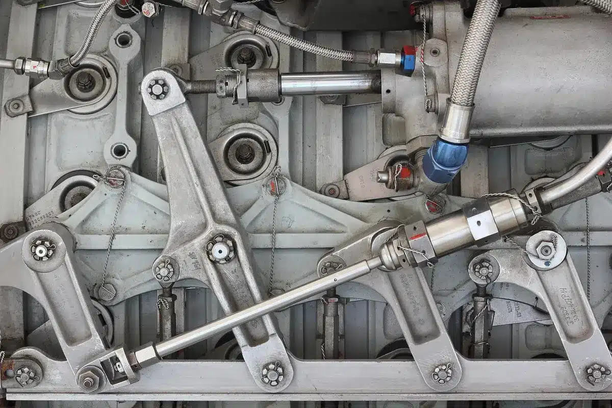 Interno di una factory con postazioni di assemblaggio motori